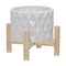 Kingston Living Diamond Ceramic Outdoor Planter with Stand - 7" - White and Beige
